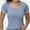 Dustyblue, variant on Women's Short Sleeve Square Neck Color Block T Shirt Summer Slim Fit Basic Tee Tops