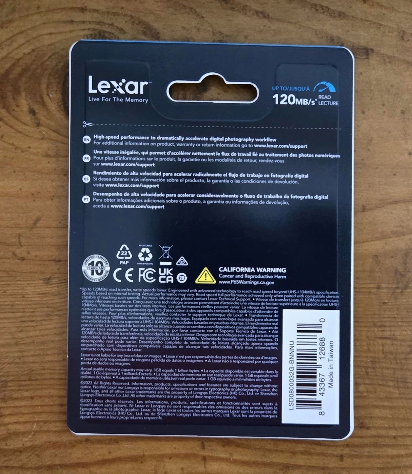 Lexar 32Gb High-Performance 800X Uhs-I Sdhc Memory Card Blue Series