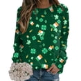 thumbnail image 2 of ASFGIMUJ Women St Pa Day T Shirts Crewneck Green Sweatshirt Raglan Sleeve Shirt Pullover Tops Loose Suitable Dressy Tops,Size L, 2 of 5