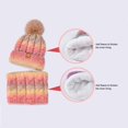 thumbnail image 4 of ievspot 1 Set Women Winter Hat And Scarf Set Plush Ball Decor Contrast Color Thick Plush Line Outdoor Ski Skating Cycling Neck Cover Cap Set, 4 of 8