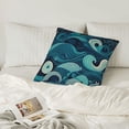 thumbnail image 6 of LNWH Decorative Pillow Covers, Seascape Waves Square Sofa Decorative Knit Pillow Case, 22"x22", 6 of 8