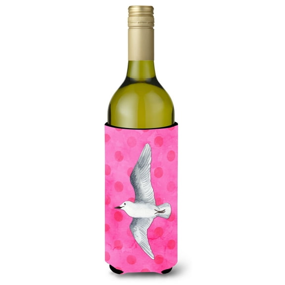 Carolines Treasures BB8229LITERK Sea Gull Pink Polkadot Wine Bottle Beverge Insulator Hugger  Wine Bottle multicolor