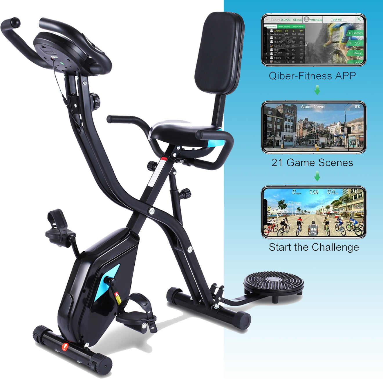 ANCHEER Folding Exercise Bike Upright Magnetic Stationary Bicycle Home Gym！ 
