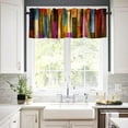 thumbnail image 4 of Rustic Barn Door Valance, Farmhouse Western Wood Cabin Country Garage Wooden Board Texture Blackout Short Curtains for Kitchen Bedroom Living Room, 54x18in, 4 of 5