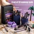 thumbnail image 2 of Set de brochas de maquillaje BS-MALL Professional, 28 unidades con funda, color morado, 2 of 6