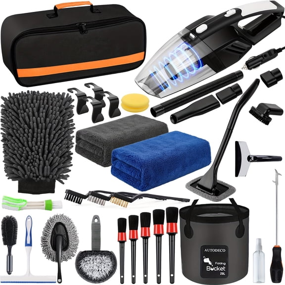 41Pcs Car Cleaning Kit - With Handheld Vacuum Foldable Bucket Snow Shovel Holiday Gift