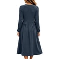thumbnail image 7 of Women's Long Sleeve Casual Fall Dresses Crew-Neck Swing Party Dress with Pockets 2026 Gray L, 7 of 7