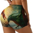 thumbnail image 2 of Kdxio Castle Red Green Sky Dragon Print Workout Shorts for Women Seamless Soft Smooth Gym Yoga Scrunch Active Shorts, 2 of 5