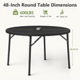thumbnail image 3 of 48" Folding Round Table, Heavy Duty Plastic Commercial Dinner Table with Foldable Steel Legs, Portable Banquet Table for Party, Events, Office, Indoor, Outdoor, Black, 3 of 8