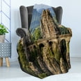thumbnail image 4 of Medieval Soft Flannel Fleece Blanket, Famous Historical Bastion Bridge in Swiss Germany Middle Age Culture Heritage Art, Cozy Plush for Indoor and Outdoor Use, 50" x 70", Grey Green, by Ambesonne, 4 of 5