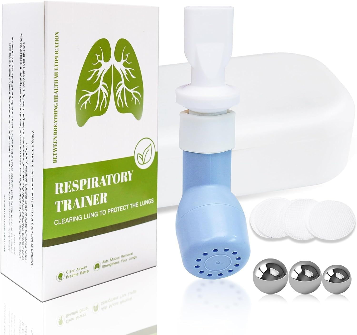 Breathing Trainer, Breathing Exercise Device for Lungs, Flutter Valve Clearing Device, Mucus Removal