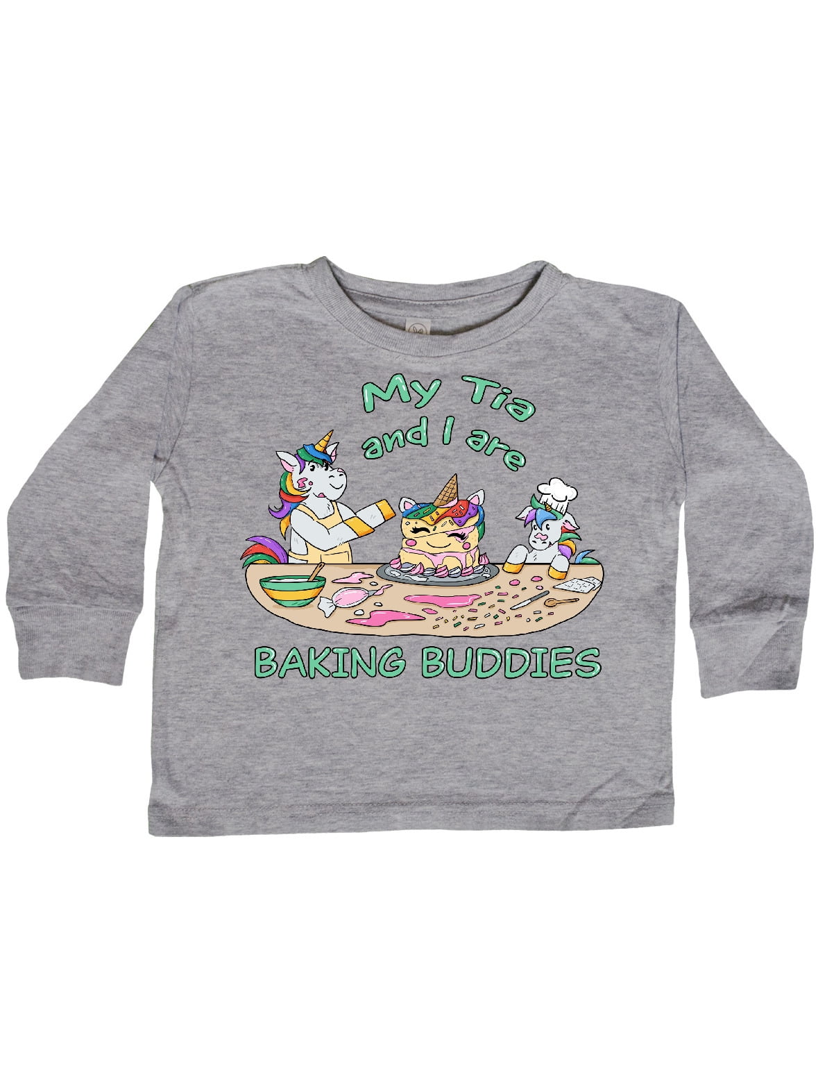 inktastic My T/ía Loves Me with Cute Rainbow Unicorn Baby T-Shirt