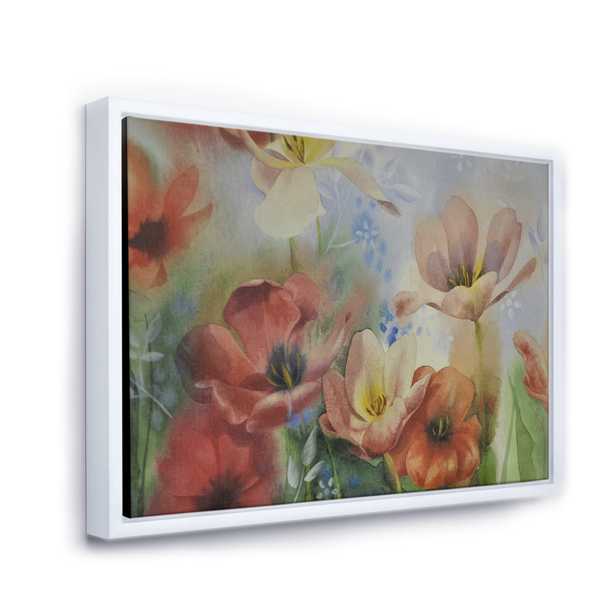 Designart 'Ancient Flowers In Dark Pastel Colours' Traditional Framed Canvas Wall Art Print