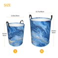 thumbnail image 3 of Circular Hamper Single Layer Laundry Basket Storage Basket Waterproof Single Layer Fabric With Handle Pe Support Strip Steelblue Marble_1 Small, 3 of 8