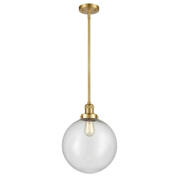 Innovations Lighting  Franklin Restoration Beacon - 1 Light 12" Stem Hung Mini Pendant Satin Gold/Seedy