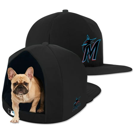 UPC: 0840071702041 | Black Miami Marlins Plush Pet Nap Cap Dog Bed