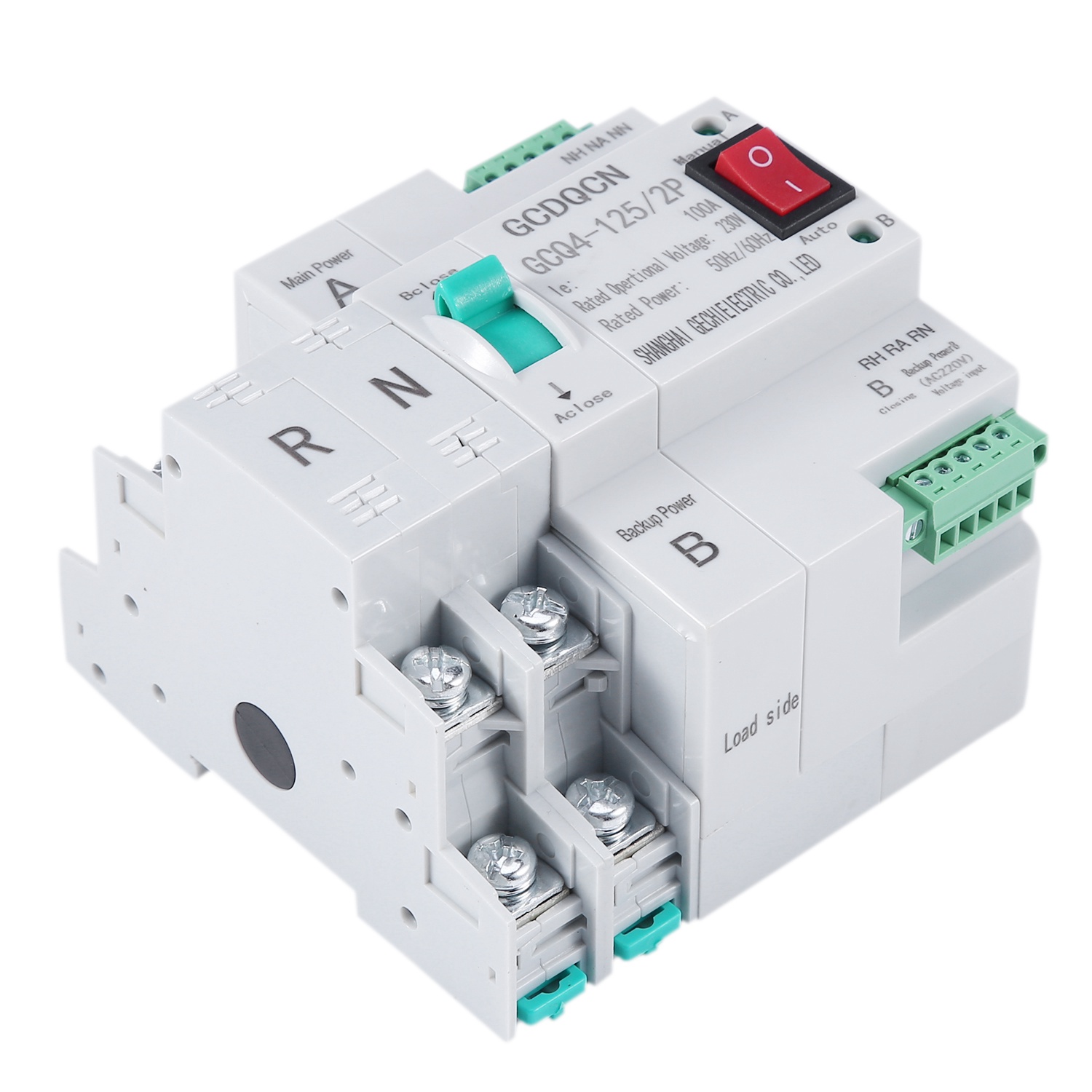 Dual-Power Automatic Transfer Switch 2P 100A Household 35mm Rail Installation,1 * Automatic Transfer Switch,white