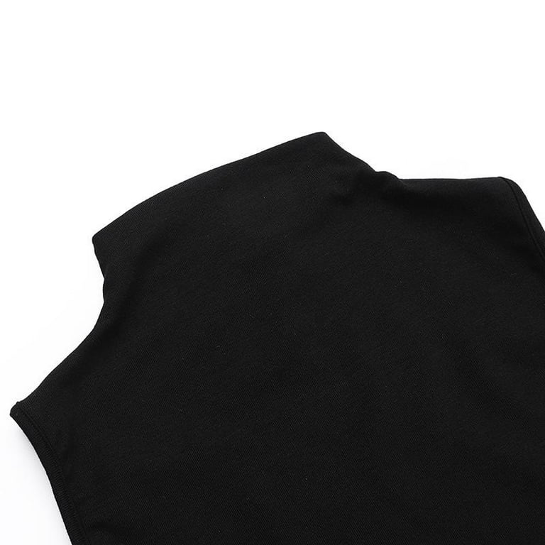 Women's Turtleneck Tank Top With Metal Ring - Off Shoulder Sleeveless Y2K Style Top