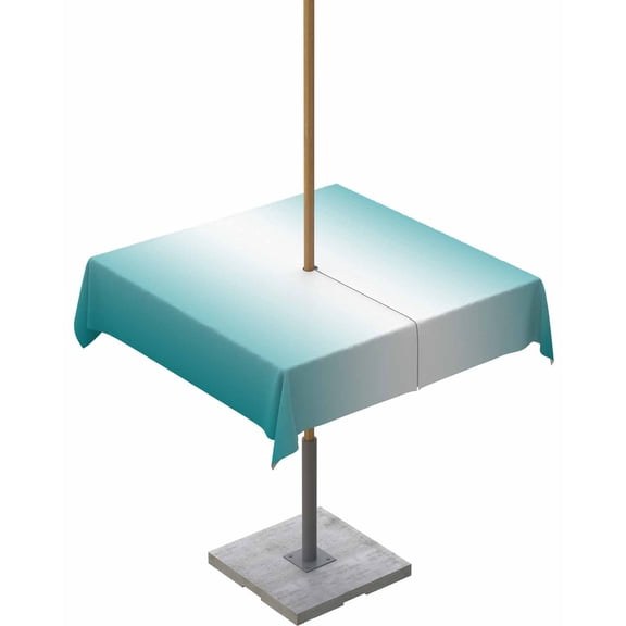 Boanket Outdoor Tablecloth with Umbrella Hole for Patio/Picnic/Party/Camping, Teal Ombre Waterproof Table Cloth Square Cover Washable, Turquoise White Gradient Modern Abstract Art (60"x 60")
