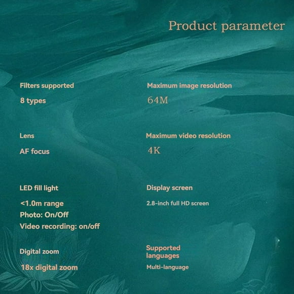 Cámaras Digitales 4K para Fotografía Cámara de Video Vlog Antivibración con Enfoque Automático de 64 MP Cámaras Compactas con Zoom Digital de 18X Color