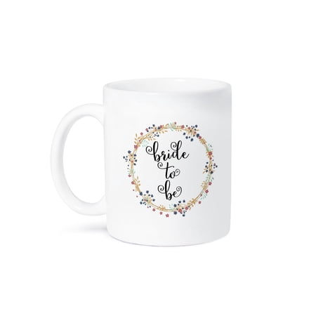 3dRose, Floral wreath - Bride to Be - Bridal - Wife to Be - Wedding Day with Wreath, 11oz Mug