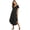 Black, variant on Womens Long Sleep Dress Short Sleeve Nightgown V Neck Loungewear with Pockets and Side Slit