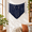 Navy, variant on Gray Woven Macrame Tapestry, Large Curtaleaf Shape with Beads and Tassels for Wall Decor