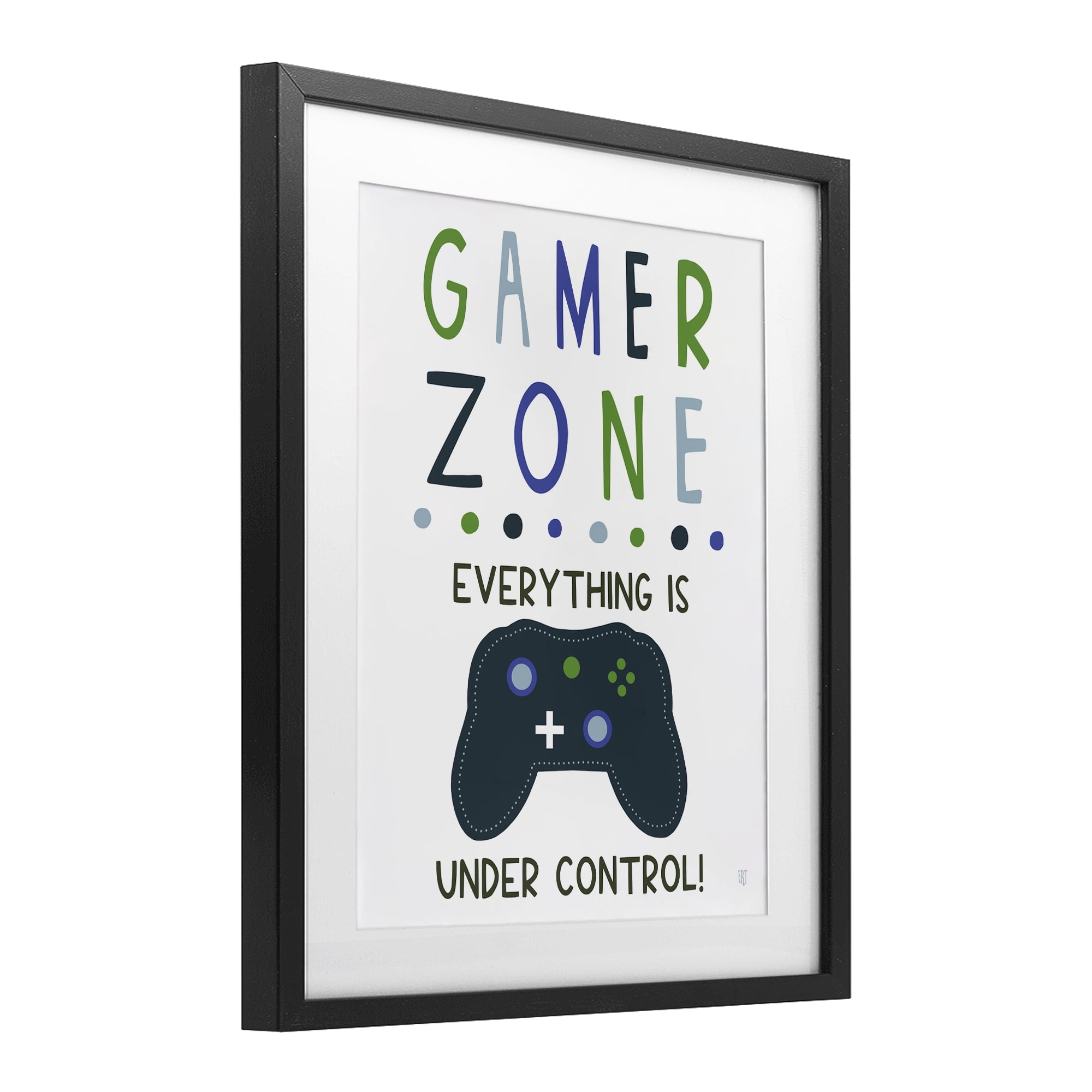 Stupell Industries Everything Under Control Gamer Zone Black Framed Print Under Glass, design by Elizabeth Tyndall