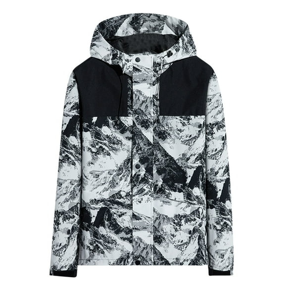 Taqqpue Plus Size Rain Jackets for Women Waterproof Lightweight Hooded Rain Coat Trench Coats Active Outdoor Camouflage Print Zipper Pockets Lined Windbreaker Travel Jackets Mountaineering Suit