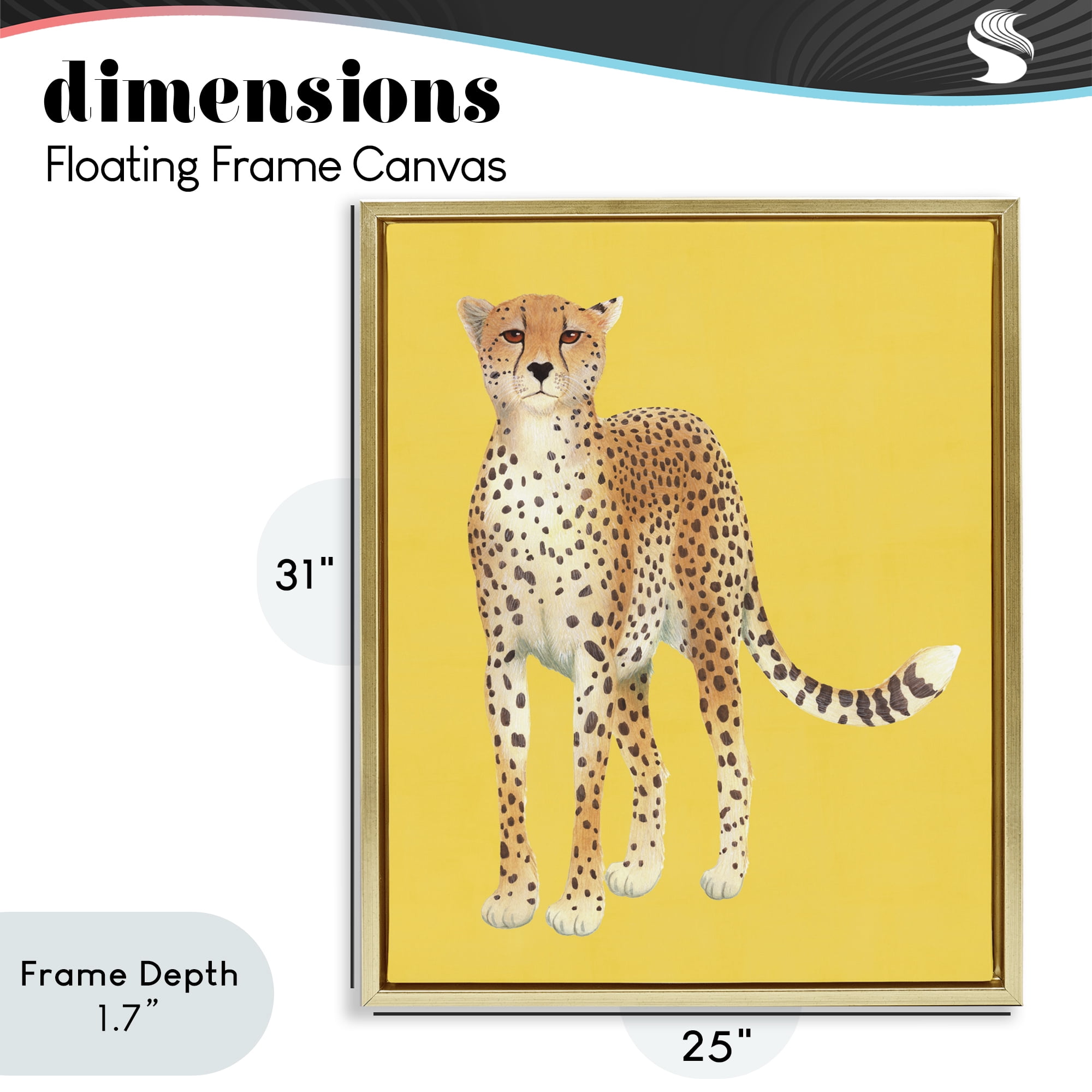 Stupell Industries Exotic Cheetah over Yellow Gold Framed Floater Canvas Wall Art, design by Karolina Sato