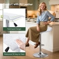 thumbnail image 5 of Adjustable Backless PU Leather Bar Stools Set of 2, 360° Swivel Counter Height Bar Stools with Footrest, Modern Armless Kitchen Island Chairs (White, Silver Base), 5 of 9