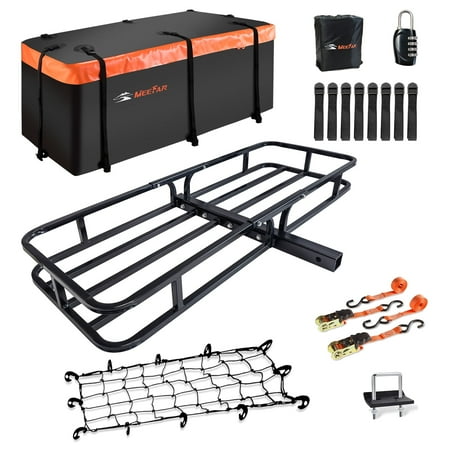 MeeFar Hitch Mount Cargo Carrier Basket +Waterproof Cargo Bag 15 Cubic Feet - Fit on 2 Inch Receiver