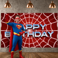 thumbnail image 6 of Red Background Banner Spider Web Pattern Birthday Display 3D Letters Shiny Design Party Backdrop for Birthday Party Kids Celebration Photo Shoot, 6 of 8