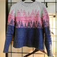 thumbnail image 5 of ZQUUVOU Women's Fall And Winter Sweater Printed Round Neck Loose Fashion Knit Pullover Blue, 5 of 5
