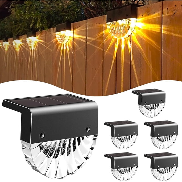 Solar Light Outdoor Garden, LED Outdoor Wall Light, 6pack Warm White + RGB Color, Solar Fence Lights for Wall, Fence, Patio, Garden, Step, Stair
