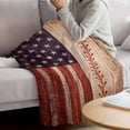 thumbnail image 3 of American Flag Vintage Blanket Soft Cozy Warm Throw Blanket for Couch, Plush Fuzzy Flannel Fleece Blankets for Sofa, Farmhouse Baseball Blue Red Bed Blankets Lightweight Gifts for Women, 40"x60", 3 of 9