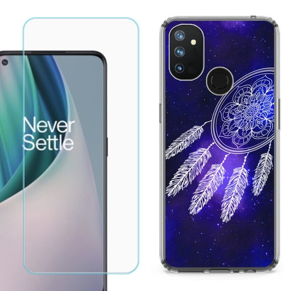 Slim-Fit Shockproof Phone Case compatible with OnePlus Nord N100, with Tempered Glass Screen Protector, by OneToughShield ® - Dream Catcher