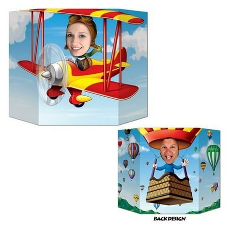 Biplane/Hot Air Balloon Photo Prop (1 side biplane; other side hot air balloon) Party Accessory (1 count) (1/Pkg)