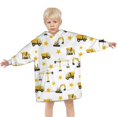 thumbnail image 3 of Cartoon Construction Vehicles Stars White Pattern Blanket Hoodies for Kids 6-13YR Oversize Wearable Blanket Hoodies for Boys Girls Teens, 3 of 7