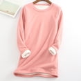 thumbnail image 2 of Fashion Women Autumn Winter Long Sleeve O Neck Fleece Lining Thermal Warm Blouse, 2 of 8