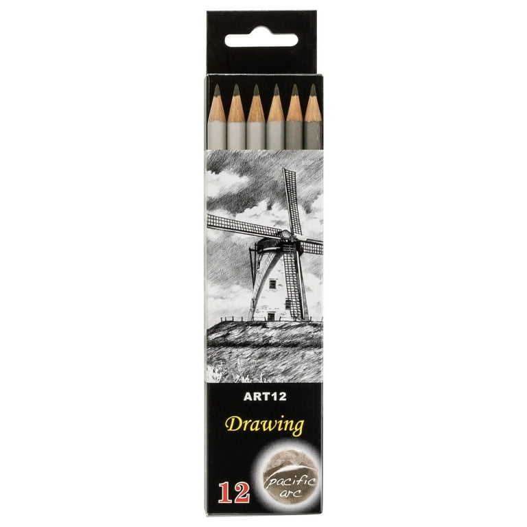 Pacific Arc Premium Graphite Drawing Pencils for Artists, Soft Pack -  Professional Pencils for Drawing, Drafting, Sketching and Shading 12 Pk. -  Great
