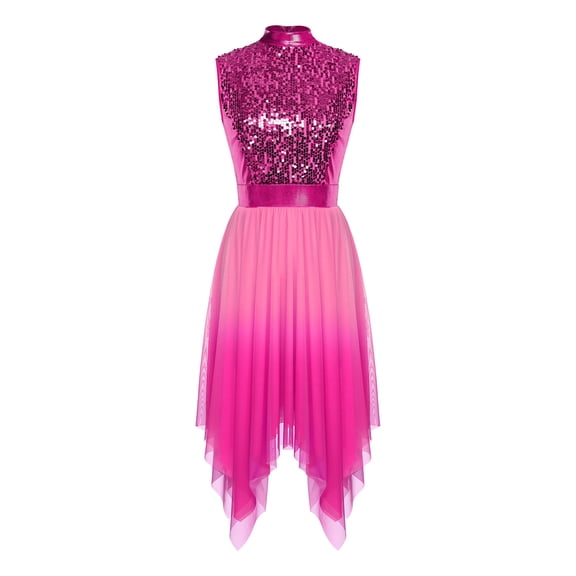 renvena Women Liturgical Praise Tunic Overlay Dress Lyrical Dance Contemporary Worship Hot Pink S