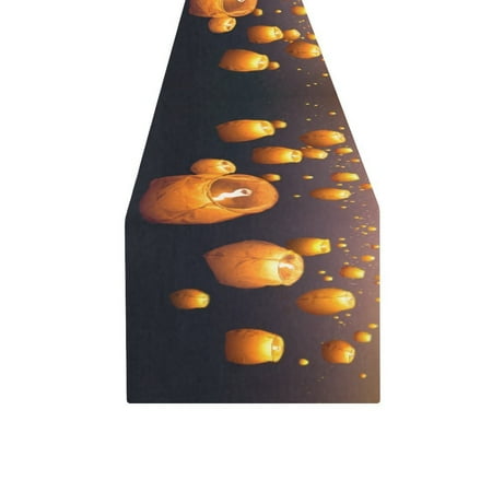 

MYPOP Flying Lanterns Cotton Linen Table Runner 16x72 Inches