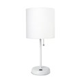 thumbnail image 1 of White Stick Table Lamp with USB Charging Port & Fabric Shade, White, 1 of 1