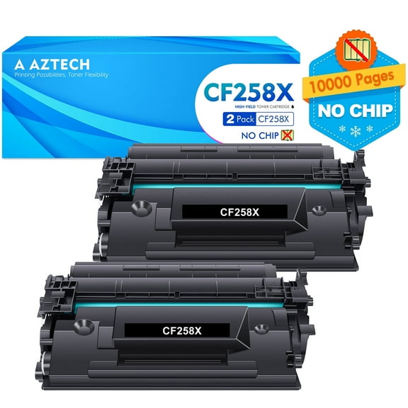 58X CF258X Toner Cartridge Black (High Yield No Chip 2-Pack) Compatible for HP 58A 58X CF258A CF258X Laserjet Pro MFP M428fdw M404n M404dn M428fdn M404dw M428dw M404 M428 M406 Printer Ink