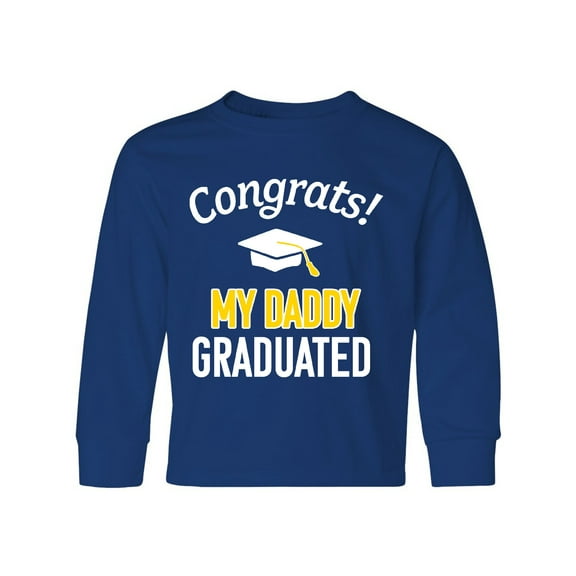 Inktastic Congrats My Daddy Graduated with cap Long Sleeve Youth T-Shirt