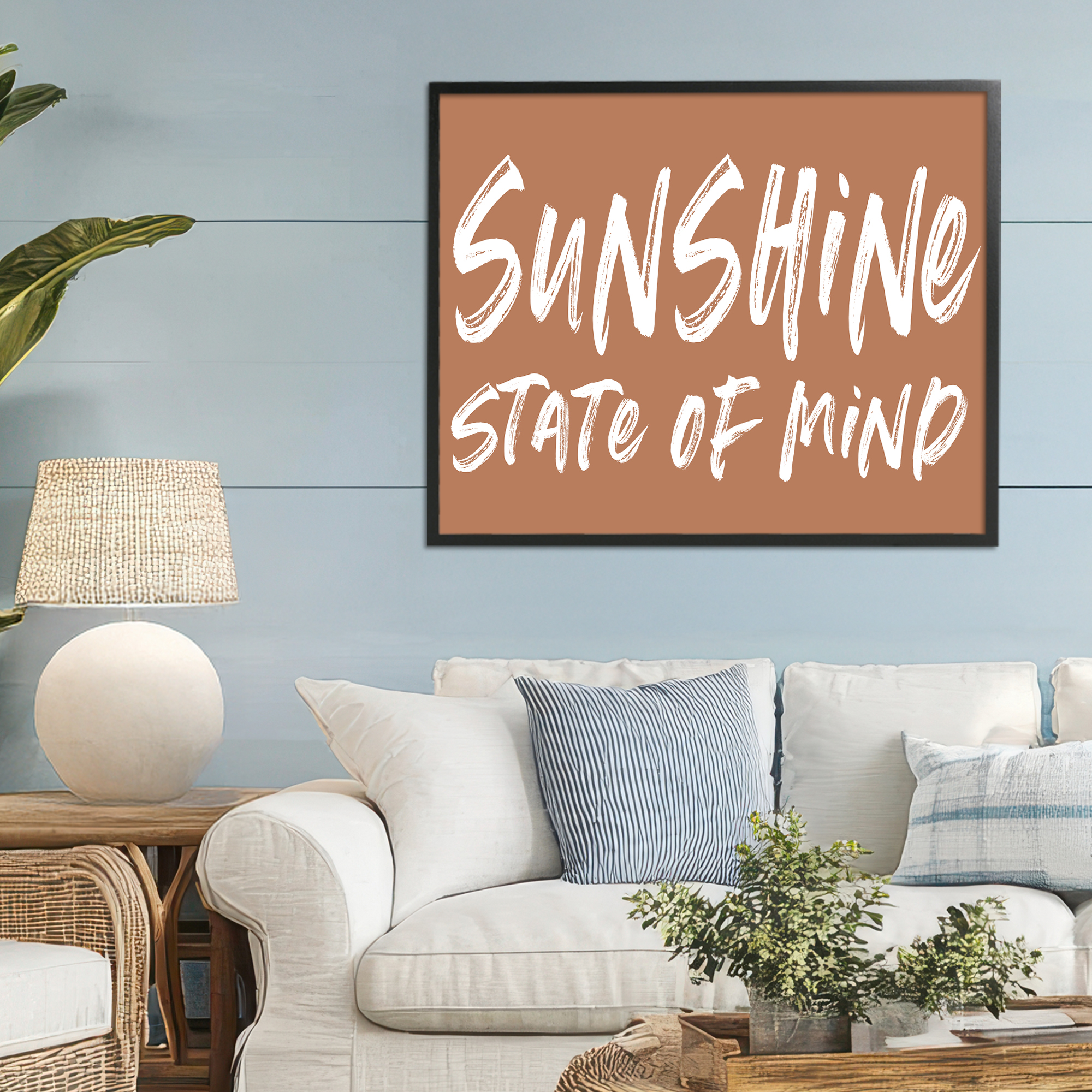 Summery Sunshine State Of Mind Black Framed Giclee Art, design by Lettered and Lined