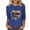 #0119-Blue, variant on Womens Tops 3/4 Sleeve Crewneck Game Day Football Heart Print Game Days Tailgates Outdoor Parties Tees Blouses Pullovers Gift