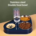 thumbnail image 3 of 3 in 1 Stainless Steel Pet Dog Feeder Bowl With Dog Water Bottle Cat Automatic Drinking Cat Food Bowl Pet Feeder ShopWise Round, 3 of 14