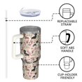 thumbnail image 4 of OBREWU Dachshund and Flower Tumbler with Handle and Lid,Dachshund and Flower 40oz Double Wall Vacuum Insulated Tumbler,Cups Gift for Women and Men, 4 of 7